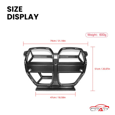 Grille de Calandre Avant Carbone BMW M3 M4 G80 Style CSL - packshot studio - Becquet Voiture