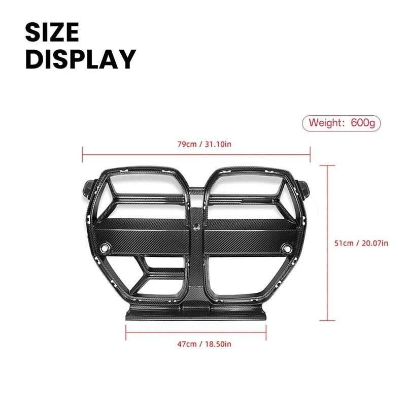 Grille de Calandre Avant Carbone BMW M3 M4 G80 Style CSL - packshot studio - Becquet Voiture