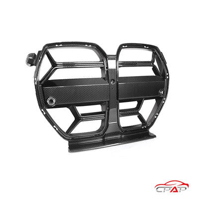 Grille de Calandre Avant Carbone BMW M3 M4 G80 Style CSL - vue de profil - Becquet Voiture