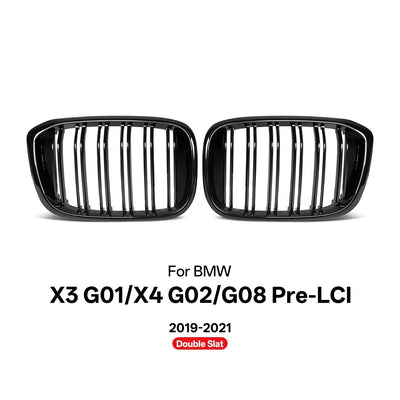 Grille de Pare-Chocs Avant BMW X3 G01 X4 G02 2019-2021 Noir Brillant - détail du montage - Becquet Voiture