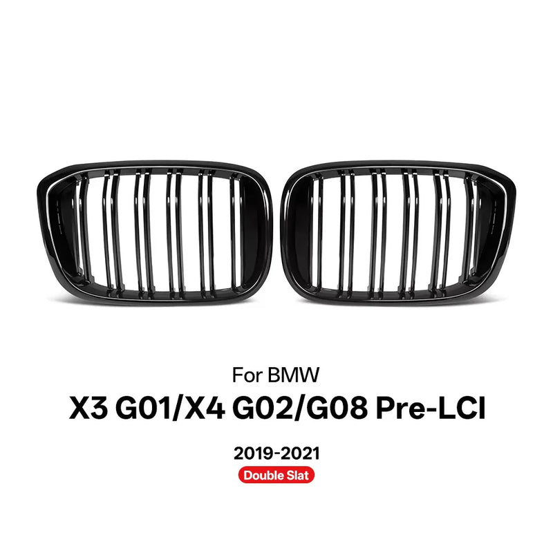 Grille de Pare-Chocs Avant BMW X3 G01 X4 G02 2019-2021 Noir Brillant - détail du montage - Becquet Voiture