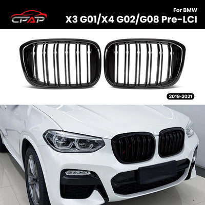 Grille de Pare-Chocs Avant BMW X3 G01 X4 G02 2019-2021 Noir Brillant - vue de face - Becquet Voiture