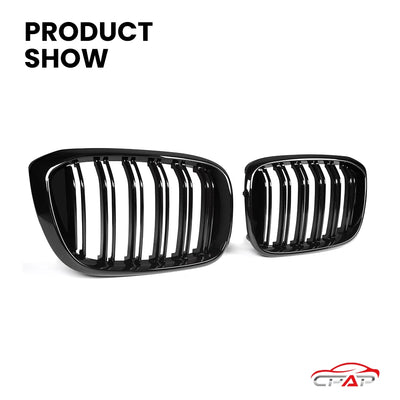 Grille de Pare-Chocs Avant BMW X3 G01 X4 G02 2019-2021 Noir Brillant - vue de profil - Becquet Voiture