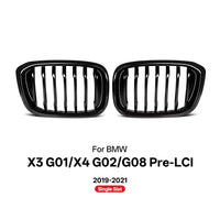 Grille de Pare-Chocs Avant BMW X3 G01 X4 G02 2019-2021 Noir Brillant - vue rapprochée - Becquet Voiture