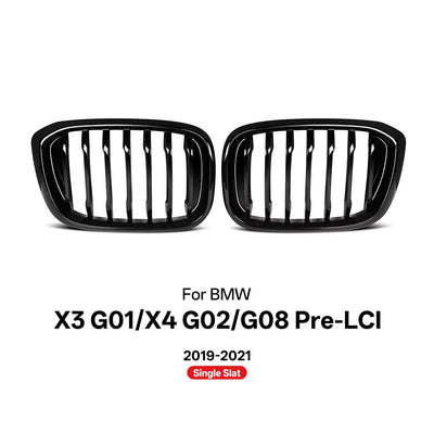 Grille de Pare-Chocs Avant BMW X3 G01 X4 G02 2019-2021 Noir Brillant - vue rapprochée - Becquet Voiture