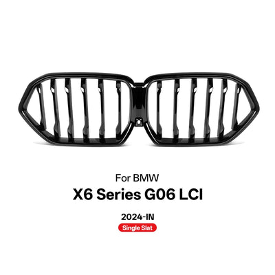 Grille de Pare-Chocs Avant BMW X6 G06 LCI 2024 Noir Brillant - détail du montage - Becquet Voiture