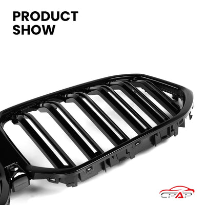 Grille de Pare-Chocs Avant BMW X6 G06 LCI 2024 Noir Brillant - vue de trois-quarts - Becquet Voiture