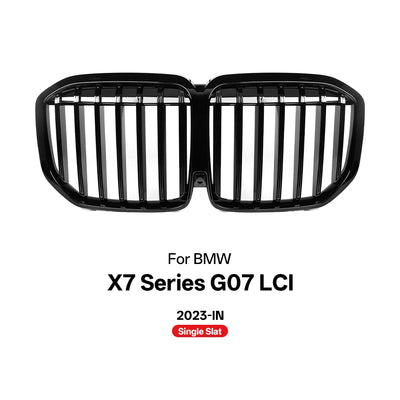 Grille de Pare-Chocs Avant BMW X7 G07 LCI 2023 Noir Brillant - détail du montage - Becquet Voiture