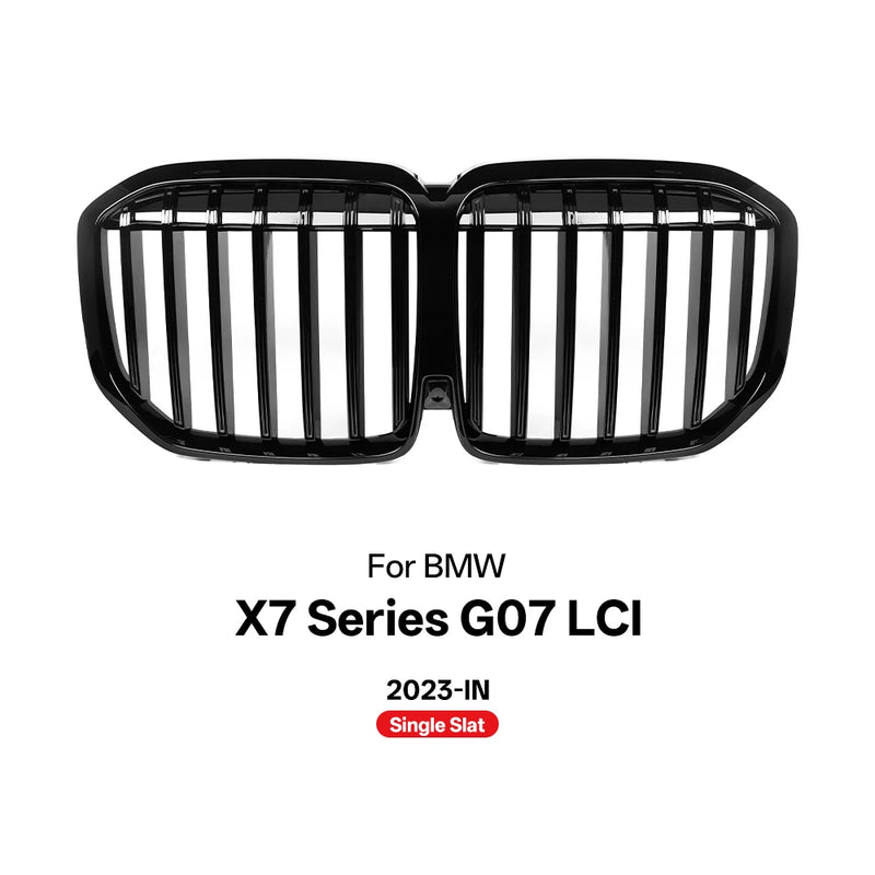 Grille de Pare-Chocs Avant BMW X7 G07 LCI 2023 Noir Brillant - détail du montage - Becquet Voiture