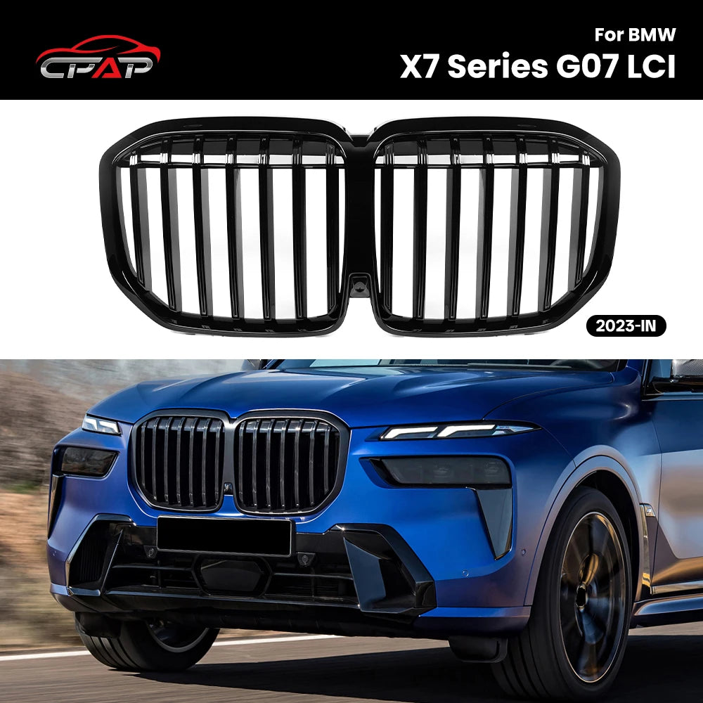 Grille de Pare-Chocs Avant BMW X7 G07 LCI 2023 Noir Brillant - vue de face - Becquet Voiture