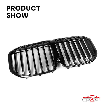 Grille de Pare-Chocs Avant BMW X7 G07 LCI 2023 Noir Brillant - vue de trois-quarts - Becquet Voiture