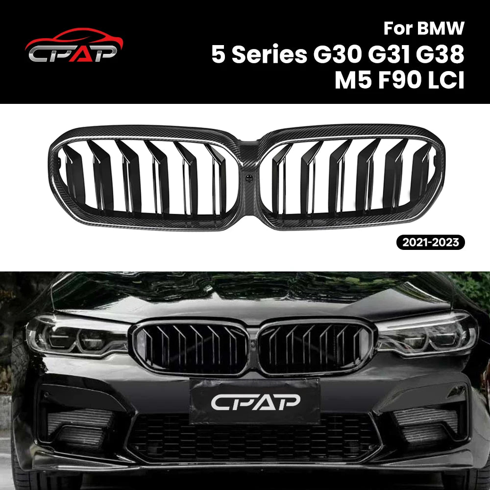 Grille de Pare-Chocs Avant Carbone BMW Série 5 G30 M5 F90 LCI 2021-2023 - vue de face - Becquet Voiture