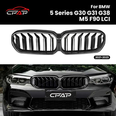 Grille de Pare-Chocs Avant Carbone BMW Série 5 G30 M5 F90 LCI 2021-2023 - vue de face - Becquet Voiture
