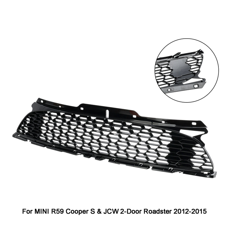 Grille MINI R55 R56 R57 R58 R59 JCW Noir Brillant - vue rapprochée - Becquet Voiture