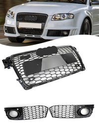 Grille Nid d'Abeille Audi A4 B8 RS4 Noir Brillant 2009-2012 - vue de face - Becquet Voiture