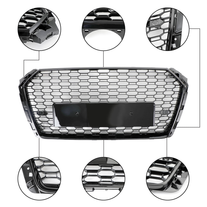 Grille Nid d'Abeille RS4 Audi A4 S4 B9 2017-2019 Noir - installé sur véhicule - Becquet Voiture