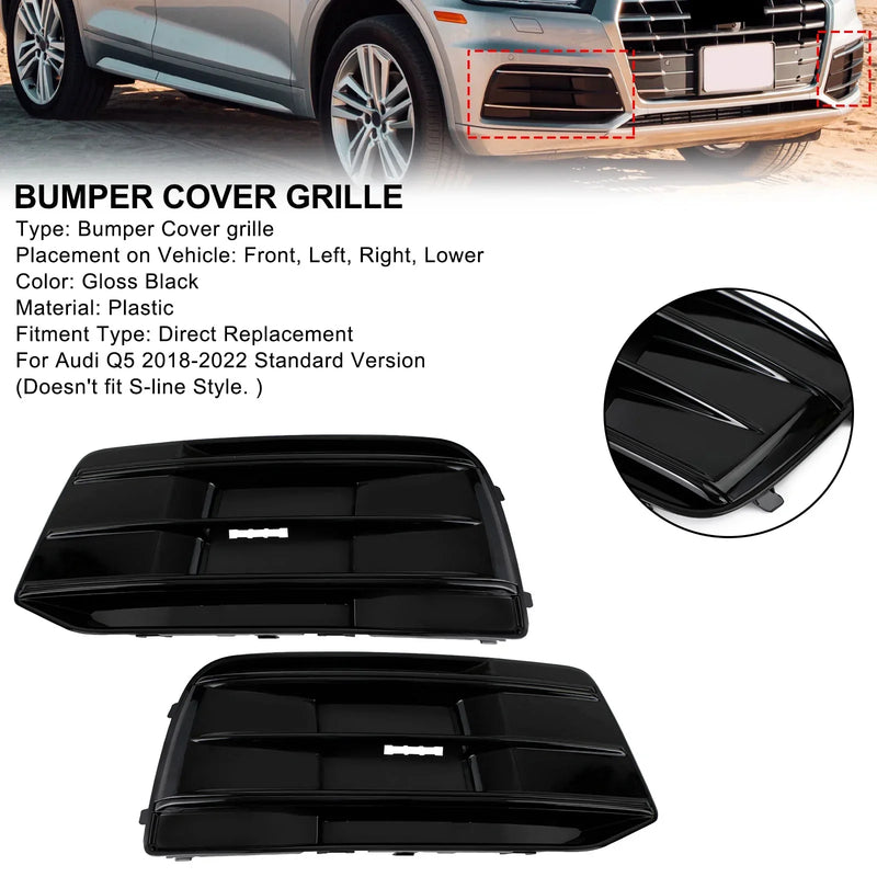 Grille Pare-Chocs Audi Q5 2018-2022 Noir Brillant 2P - vue arrière - Becquet Voiture