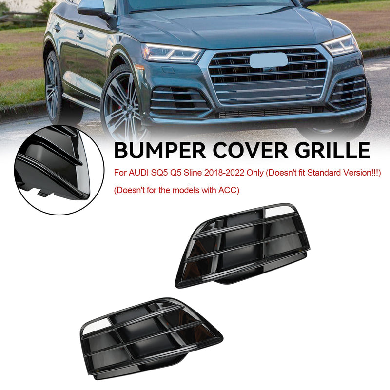 Grille Pare-Chocs Avant Audi Q5 SQ5 S-Line 2018-2022 Noir Brillant - vue arrière - Becquet Voiture