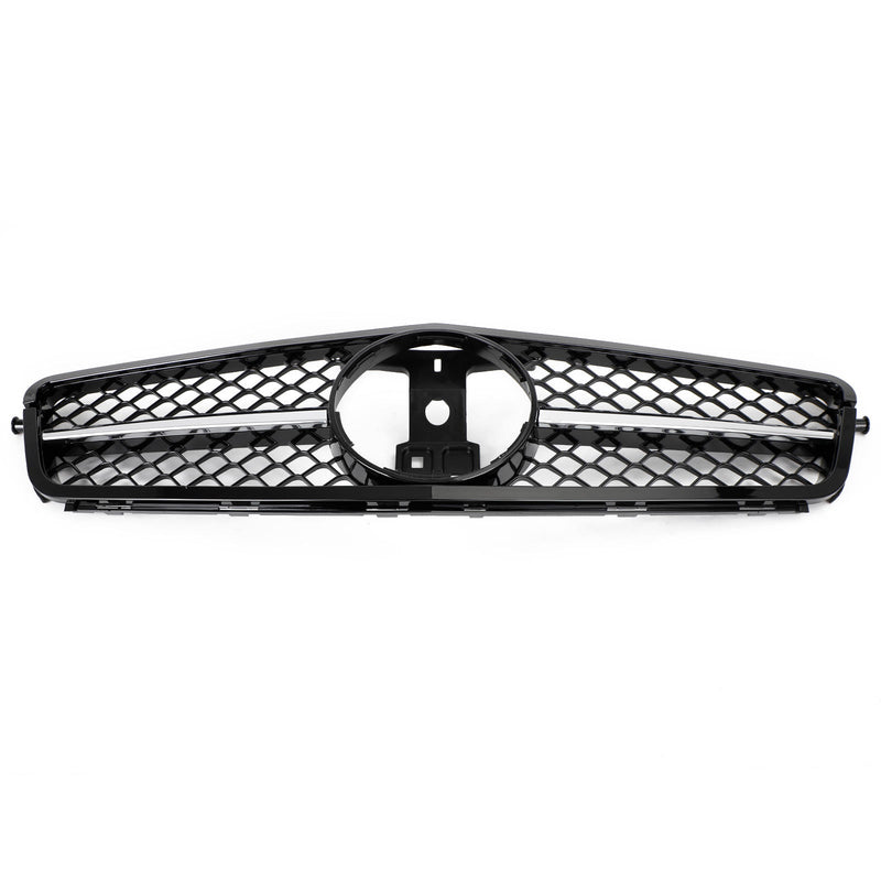 Grille Pare-Chocs Avant Benz W204 Classe C 2008-2014 Noir Brillant Chrome - vue rapprochée - Becquet Voiture