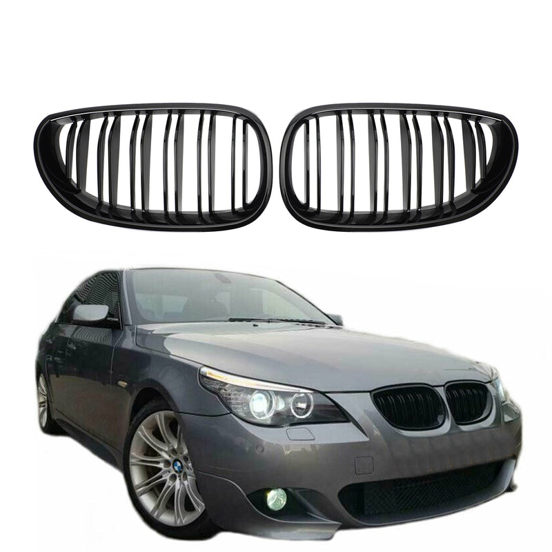 Grille Pare-Chocs Avant BMW E60 E61 Noir Brillant 2004-2009 - vue de trois-quarts - Becquet Voiture