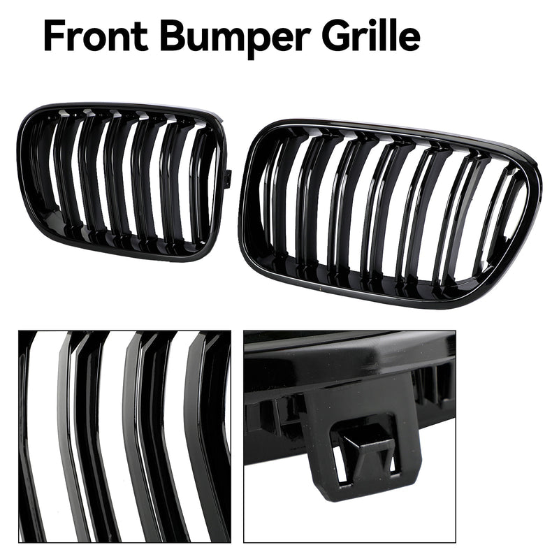 Grille Pare-Chocs Avant BMW X3 F25 Noir Brillant Double Ligne 2011-2014 - vue rapprochée - Becquet Voiture