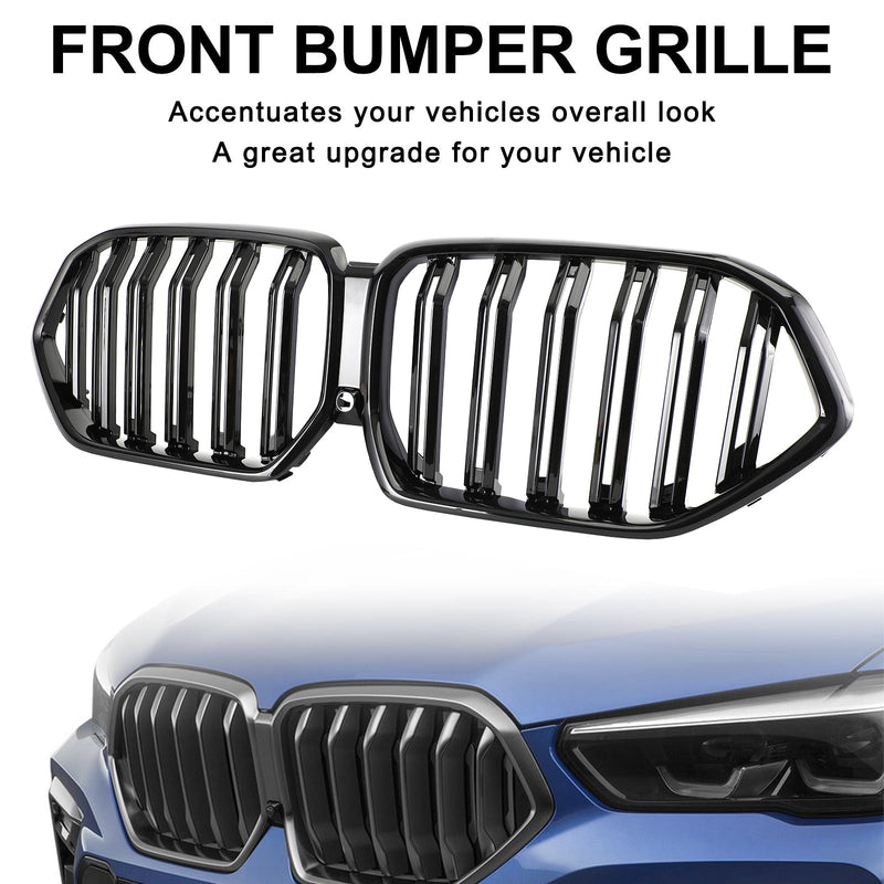 Grille Pare-Chocs Avant BMW X6 G06 Noir Brillant 2020-2022 - installé sur véhicule - Becquet Voiture