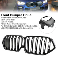 Grille Pare-Chocs Avant BMW X6 G06 Noir Brillant 2020-2022 - vue de trois-quarts - Becquet Voiture
