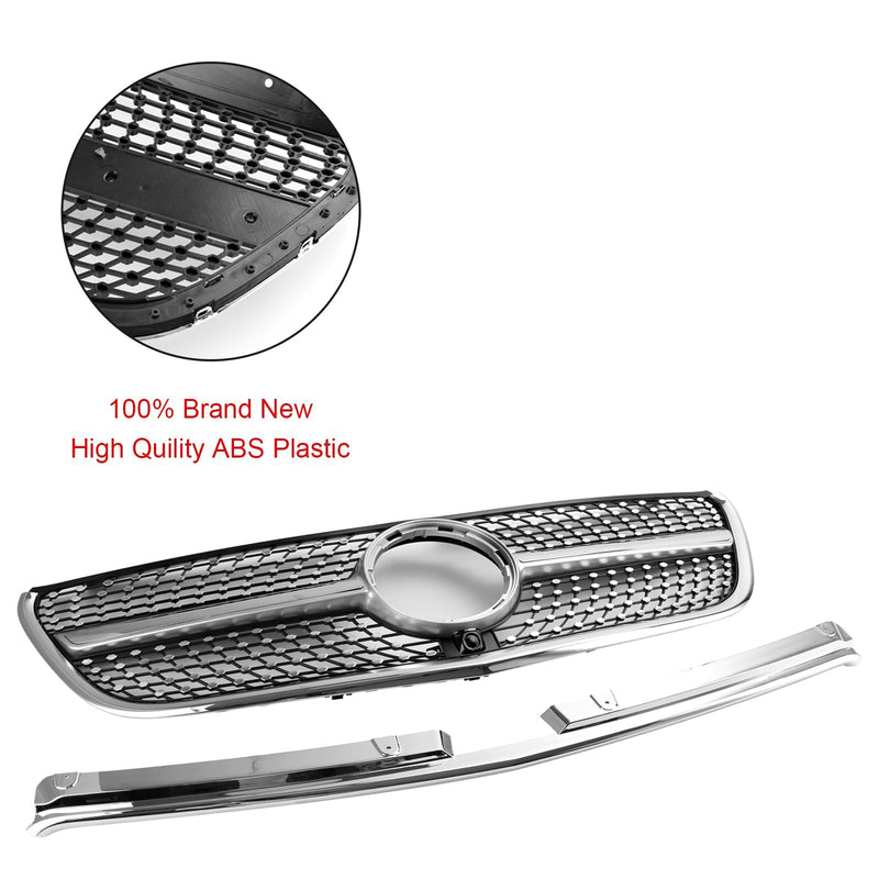 Grille Pare-Chocs Avant Diamant Mercedes Vito W447 2015-2019 GT Style - vue de trois-quarts - Becquet Voiture