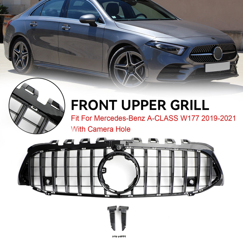 Grille Pare-Chocs Avant Mercedes Benz Classe A W177 2019-2021 Style GT Noir - détail du montage - Becquet Voiture