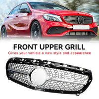 Grille Pare-Chocs Avant Mercedes Classe A W176 Noir Chrome 2013-2015 - installé sur véhicule - Becquet Voiture