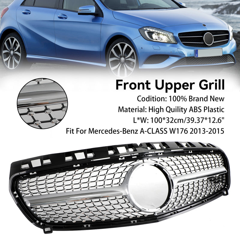 Grille Pare-Chocs Avant Mercedes Classe A W176 Noir Chrome 2013-2015 - vue arrière - Becquet Voiture