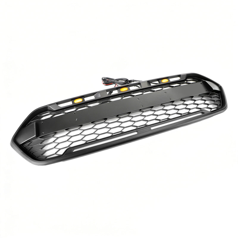 Grille Pare-Chocs Avant Noir Mat Style Raptor Ford Transit Custom 2018-2023 3 LED - en situation 2 - Becquet Voiture