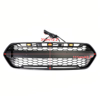 Grille Pare-Chocs Avant Noir Mat Style Raptor Ford Transit Custom 2018-2023 3 LED - vue de profil 2 - Becquet Voiture