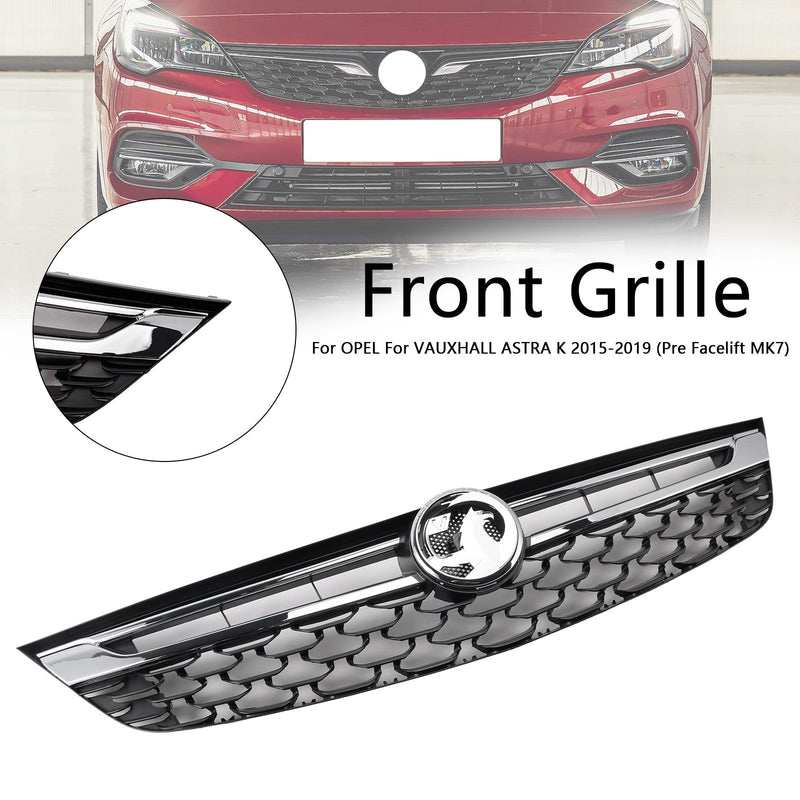 Grille Pare-Chocs Avant Noire Chromée Opel Astra K 2015-2019 - vue de dessus - Becquet Voiture