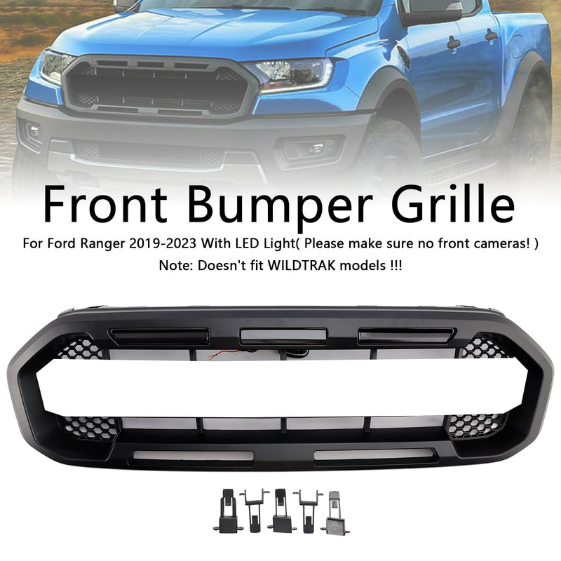 Grille Pare-Chocs Avant Noire Style Raptor Ford Ranger 2019-2023 - vue de trois-quarts - Becquet Voiture