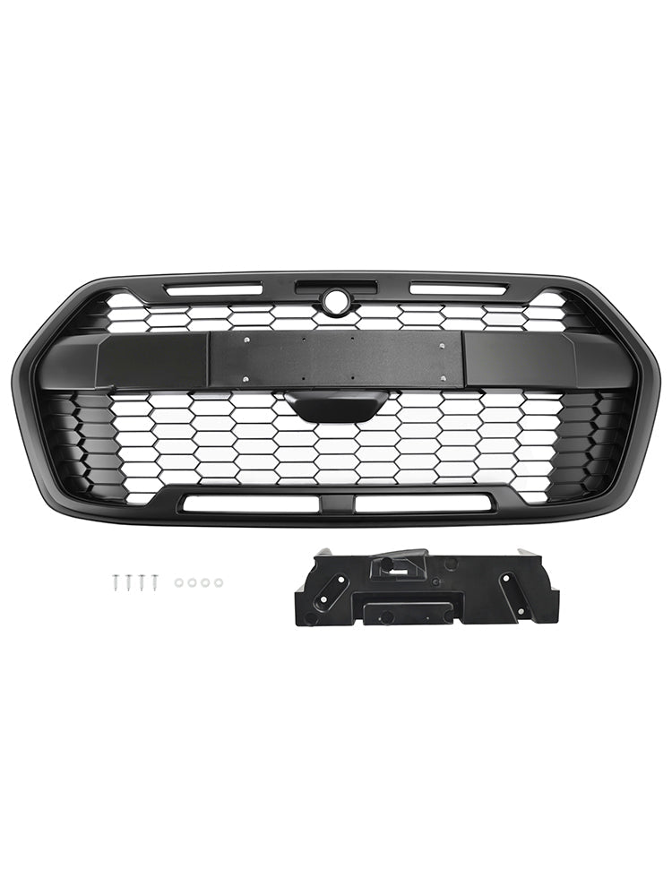 Grille Pare-Chocs Avant Style Raptor Noir Mat Pour Ford Transit MK8 Trail 2019+ - installé sur véhicule - Becquet Voiture