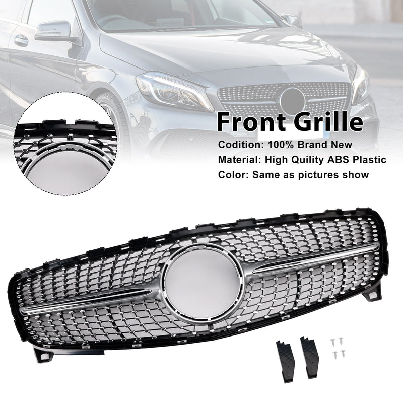 Grille Pare-Chocs Diamant Mercedes Classe A W176 2016-2018 - vue de trois-quarts - Becquet Voiture