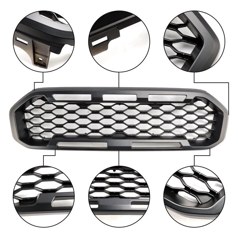 Grille Pare-Chocs Ford Ranger T8 2019-2023 Noir - détail du montage - Becquet Voiture