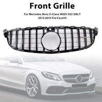 Grille Pare-Chocs Mercedes-Benz W205 C63 Noir 2015-2018 - vue de face 2 - Becquet Voiture