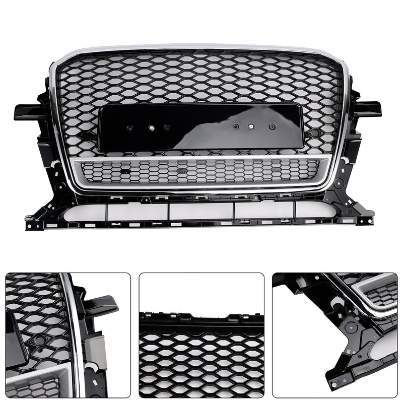 Grille Pare-Chocs Nid d'Abeille Chrome Noir Audi Q5 2013-2017 - détail du montage - Becquet Voiture