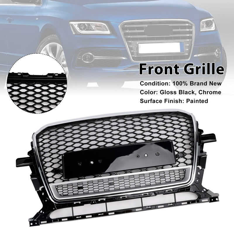 Grille Pare-Chocs Nid d'Abeille Chrome Noir Audi Q5 2013-2017 - vue de trois-quarts - Becquet Voiture