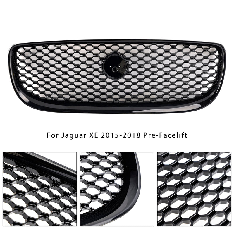 Grille Pare-Chocs Nid d'Abeille Noir Brillant Jaguar XE 2015-2018 - détail du montage - Becquet Voiture