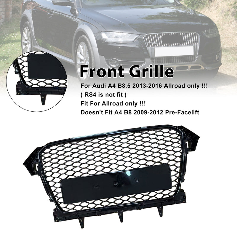 Grille Pare-Chocs Style RS4 Audi A4 B8.5 Allroad Noir - vue de trois-quarts - Becquet Voiture