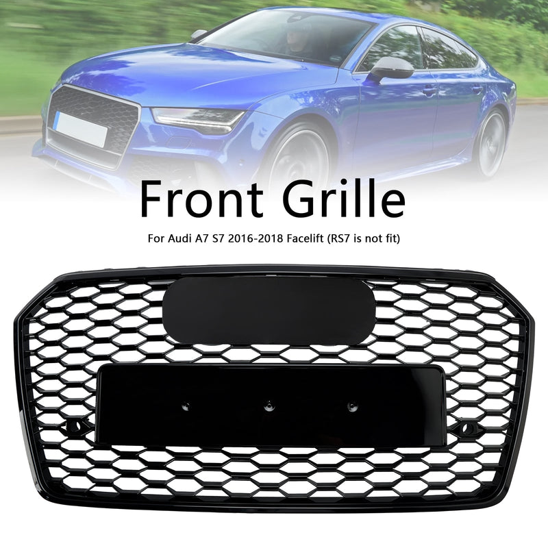 Grille RS7 Audi A7 S7 C7 Nid d'Abeille Noir - installé sur véhicule - Becquet Voiture