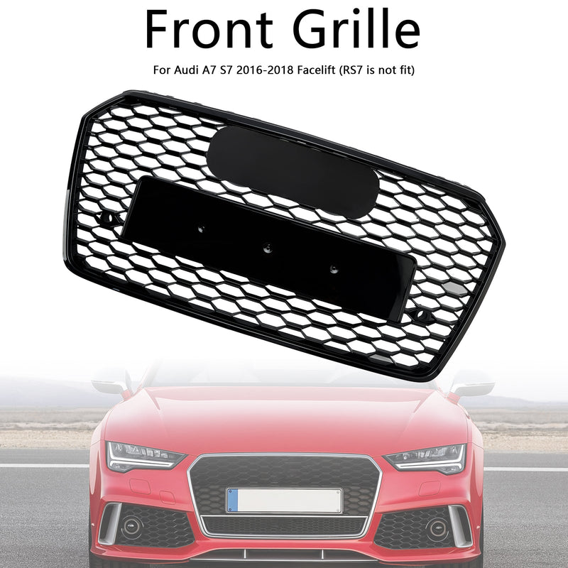 Grille RS7 Audi A7 S7 C7 Nid d'Abeille Noir - vue de trois-quarts - Becquet Voiture