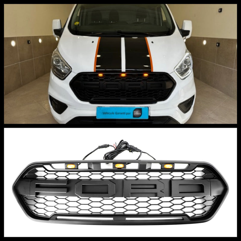 Grille Style Raptor 3 LED Ford Transit Custom 2018-2023 - vue de dessus 2 - Becquet Voiture