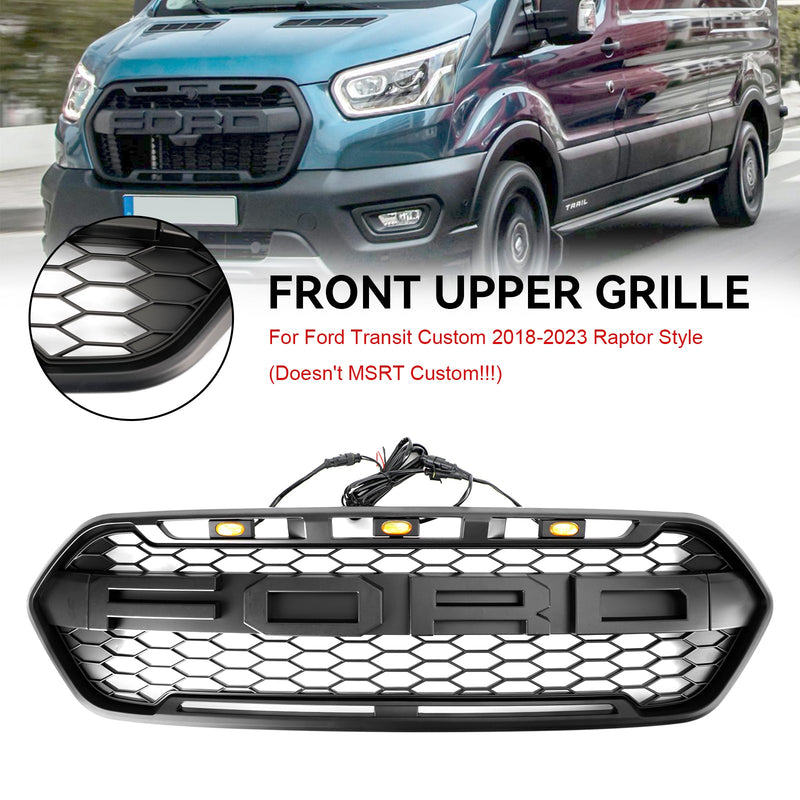 Grille Style Raptor 3 LED Ford Transit Custom 2018-2023 - vue de face 2 - Becquet Voiture