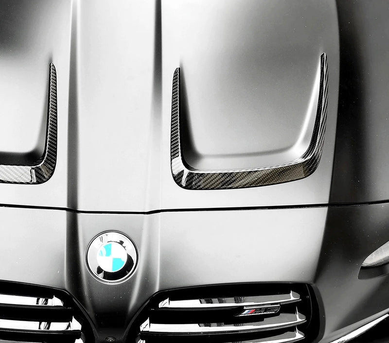 Grilles Aération Capot Fibre Carbone BMW G80 G82 - vue arrière - Becquet Voiture