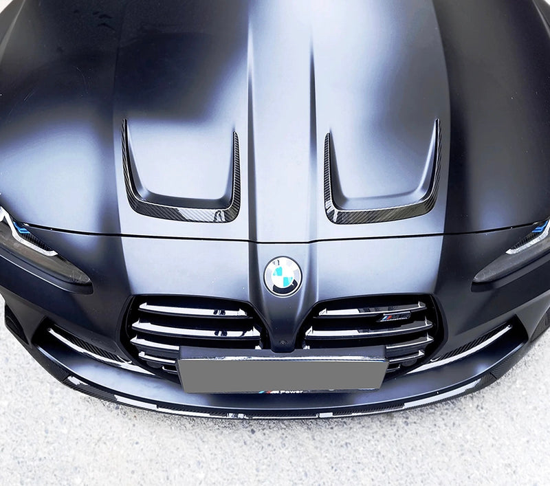 Grilles Aération Capot Fibre Carbone BMW G80 G82 - vue de trois-quarts - Becquet Voiture