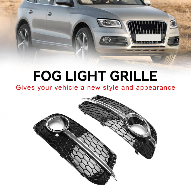 Nebelscheinwerfergrills Audi Q5 8R 2013–2017 Schwarz Chrom - Dreiviertelansicht - Becquet Voiture
